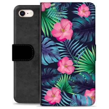 iPhone 7/8/SE (2020)/SE (2022) Premium Schutzhülle mit Geldbörse - Tropische Pinke Blumen