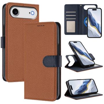 iPhone Air Abnehmbare Wallet Hülle mit MagSafe, RFID Schutz und Handschlaufe - Braun / Blau