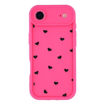 iPhone Air Herz-Muster stoßfest TPU Hülle mit erhöhten Kanten - Hot Pink