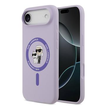 iPhone Air Karl Lagerfeld Karl and Choupette Flüssigkeit Silikon MagSafe Hülle - Purpur