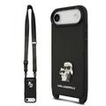 iPhone Air Karl Lagerfeld Saffiano Crossbody Metal Karl & Choupette Hülle - Schwarz