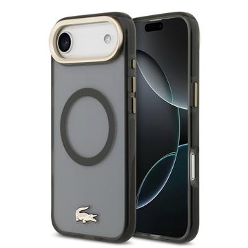iPhone Air Lacoste Frosted Finish Gold Logo Hybrid Hülle - MagSafe-kompatibel - Schwarz