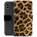 iPhone X / iPhone XS Premium Schutzhülle mit Geldbörse - Leopard