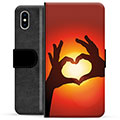 iPhone X / iPhone XS Premium Schutzhülle mit Geldbörse - Herz-Silhouette