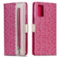 Lace Pattern Samsung Galaxy S20 Wallet Hülle mit Stand-Funktion - Hot Pink