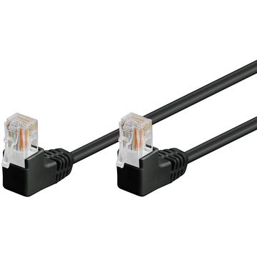 Goobay RJ45 U/UTP CAT 5e 2x 90-Grad Abgewinkelt Netzwerkkabel - 2m - Schwarz