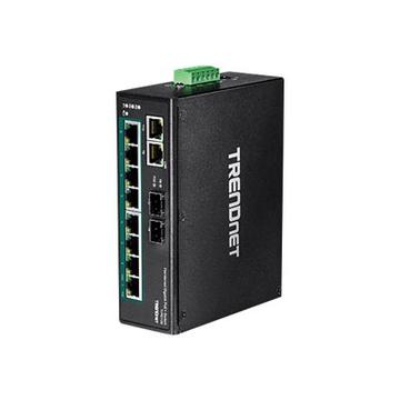 Trendnet TI-PG102 10-Port Industrial Gigabit PoE+ DIN-Rail Switch - Schwarz