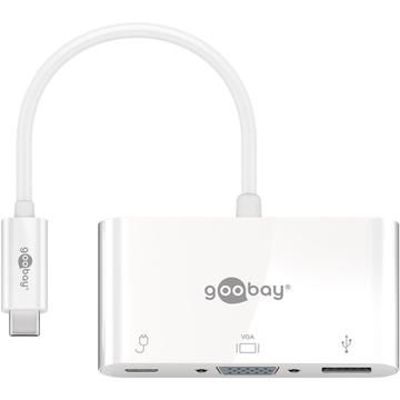 Goobay USB-C auf VGA / USB 3.0 & USB-C PD - Weiss