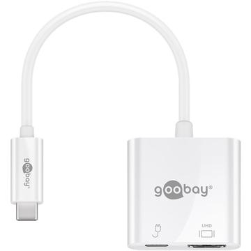 Goobay USB-C auf HDMI & USB-C PD 60W Adapter Kabel - Weiß