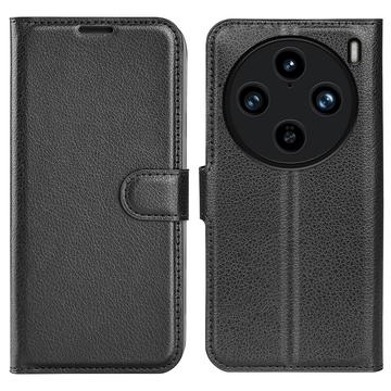 vivo X100 Pro Wallet Schutzhülle mit Magnetverschluss - Schwarz
