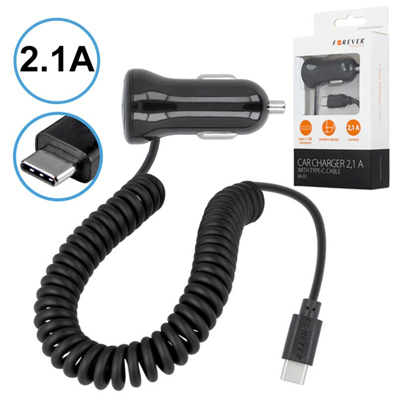 Forever M 01 USB 3.1 Typ C Kfz Ladegerät 2.1A Schwarz Forever M 01 USB 3.1 Typ C Kfz Ladegerät 2.1A Schwarz