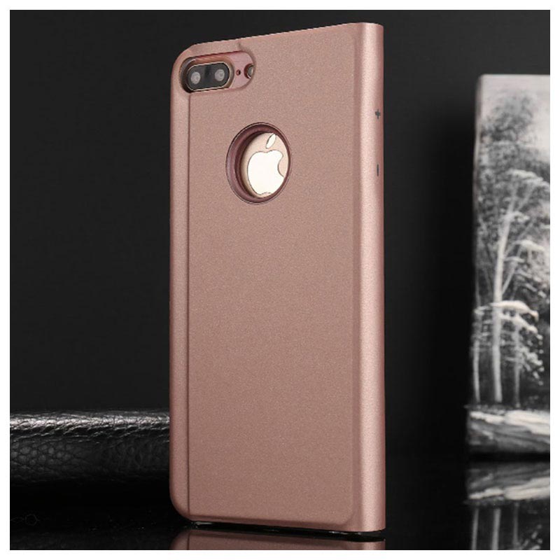 Luxury Series Mirror View iPhone 7 Plus / 8 Plus Flip Hülle Roségold