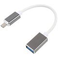 MicroUSB / USB OTG Kabel Adapter - 16cm - Weiß / Silber