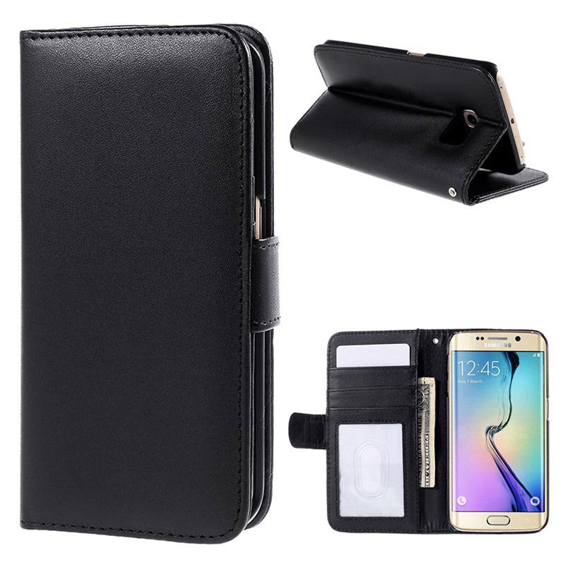 Samsung Galaxy S6 Edge Premium Schutzhulle Mit Geldborse Und Stand Funktion Schwarz