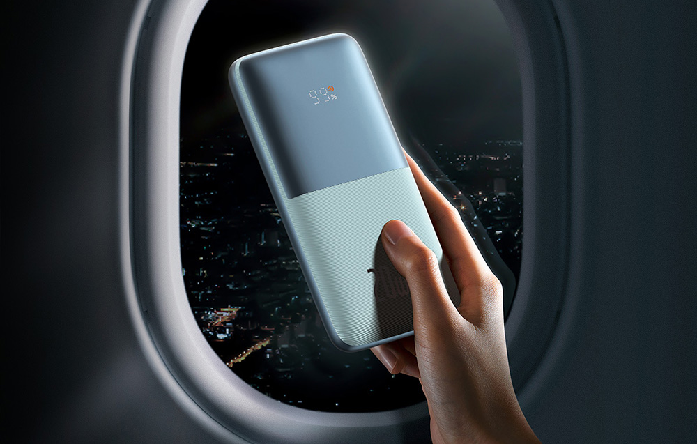Baseus Bipow Pro Digital Display Schnelllade-Powerbank 10000mAh/20W - 2xUSB, USB-C - Blau