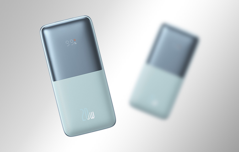 Baseus Bipow Pro Digital Display Schnelllade-Powerbank 10000mAh/20W - 2xUSB, USB-C - Blau