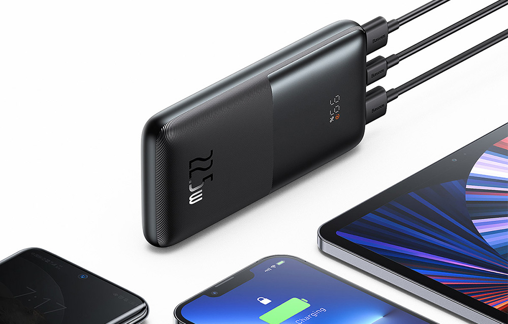 Baseus Bipow Pro Digital Display Schnelllade-Powerbank 10000mAh/22.5W - 2xUSB, USB-C - Schwarz