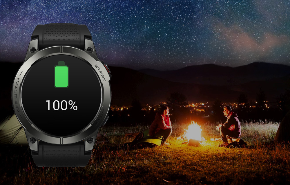 Zeblaze Stratos 3 Smartwatch mit GPS, Ultra HD AMOLED Display - Schwarz