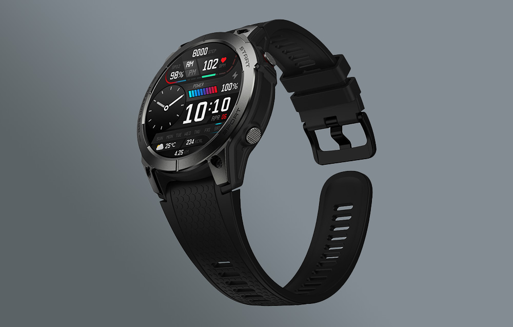 Zeblaze Stratos 3 Smartwatch mit GPS, Ultra HD AMOLED Display - Schwarz