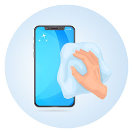 Das Reinigungsmittel nicht direkt aufs Display sprühen