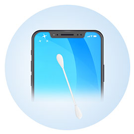 Für den Bereich um die Kamera und den Lautsprecher verwenden Sie Wattestäbchen